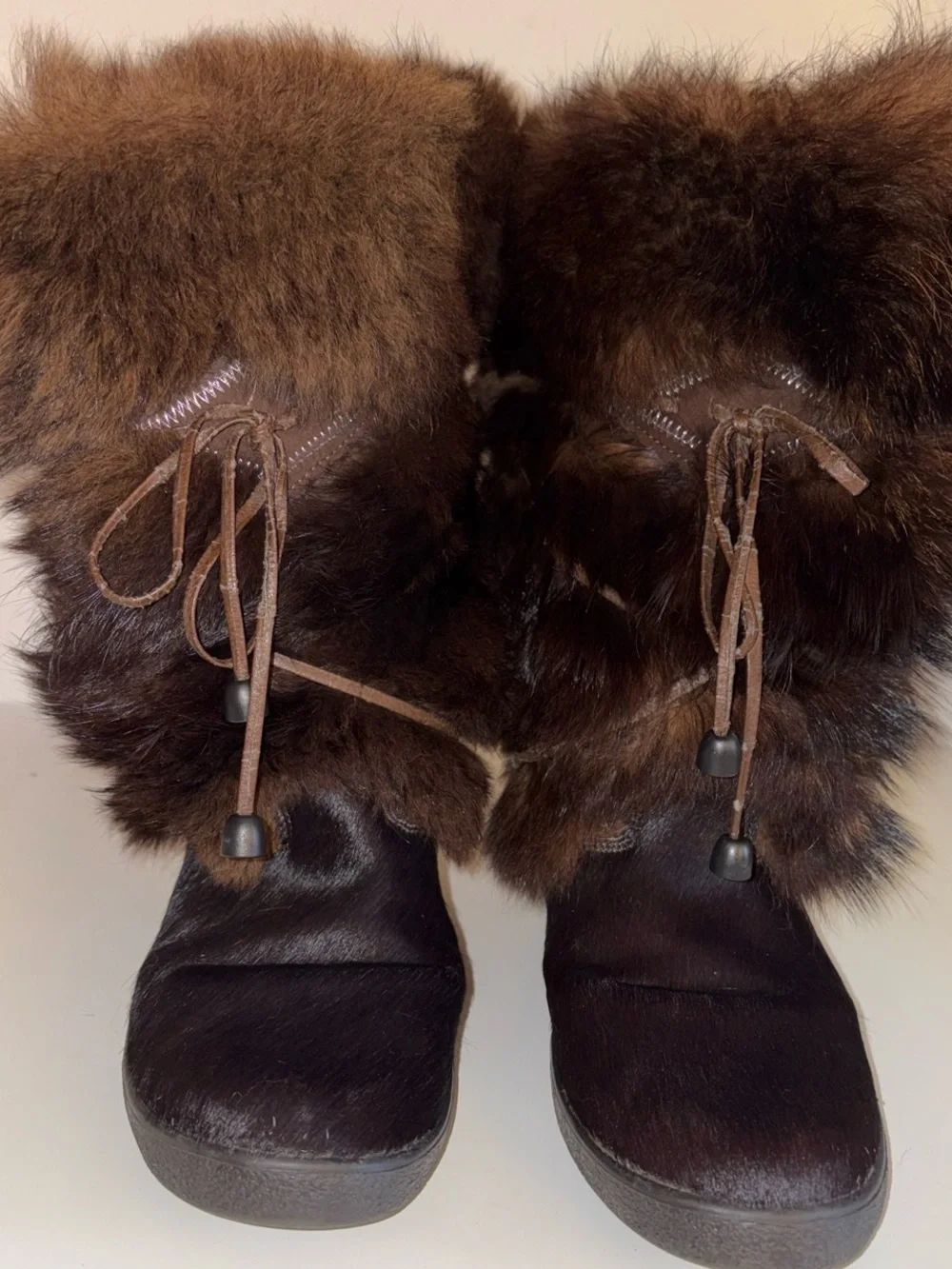 PAJAR aprés ski Women's Brown Fur Winter Boots - Cozy Pull Italy 7.5 us